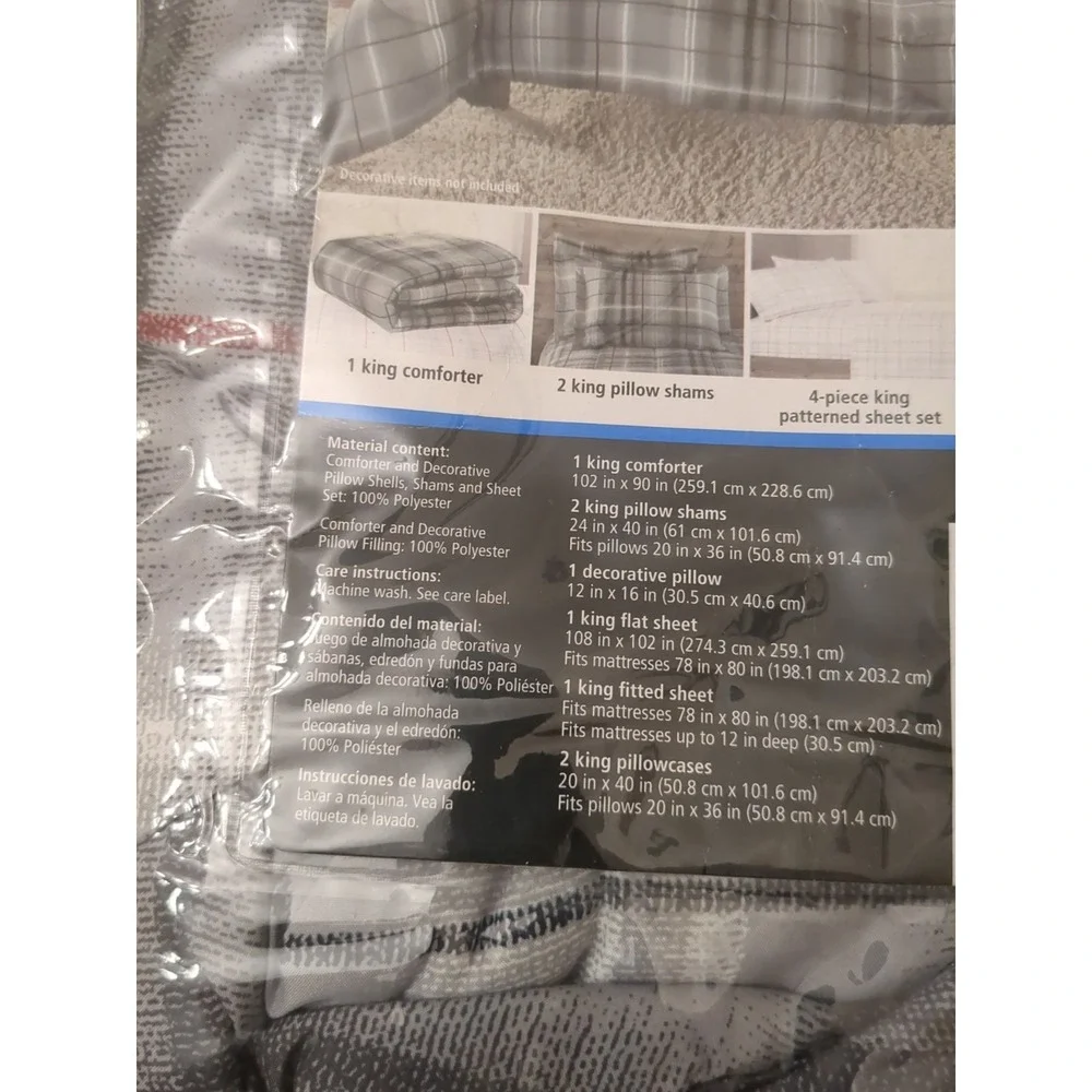 Brand New Mainstays 8 Piece Coordinated Bedding Set King Size In Beautiful Grays